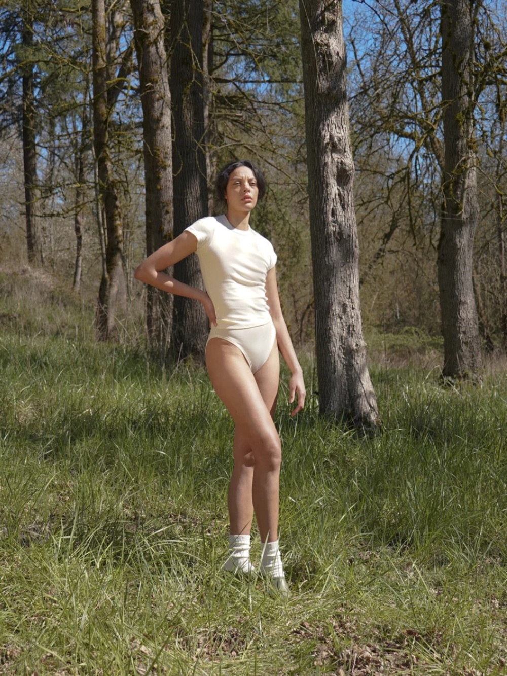 ARQ Janie Crewneck Tee in off-white Cream (Cotton) - small